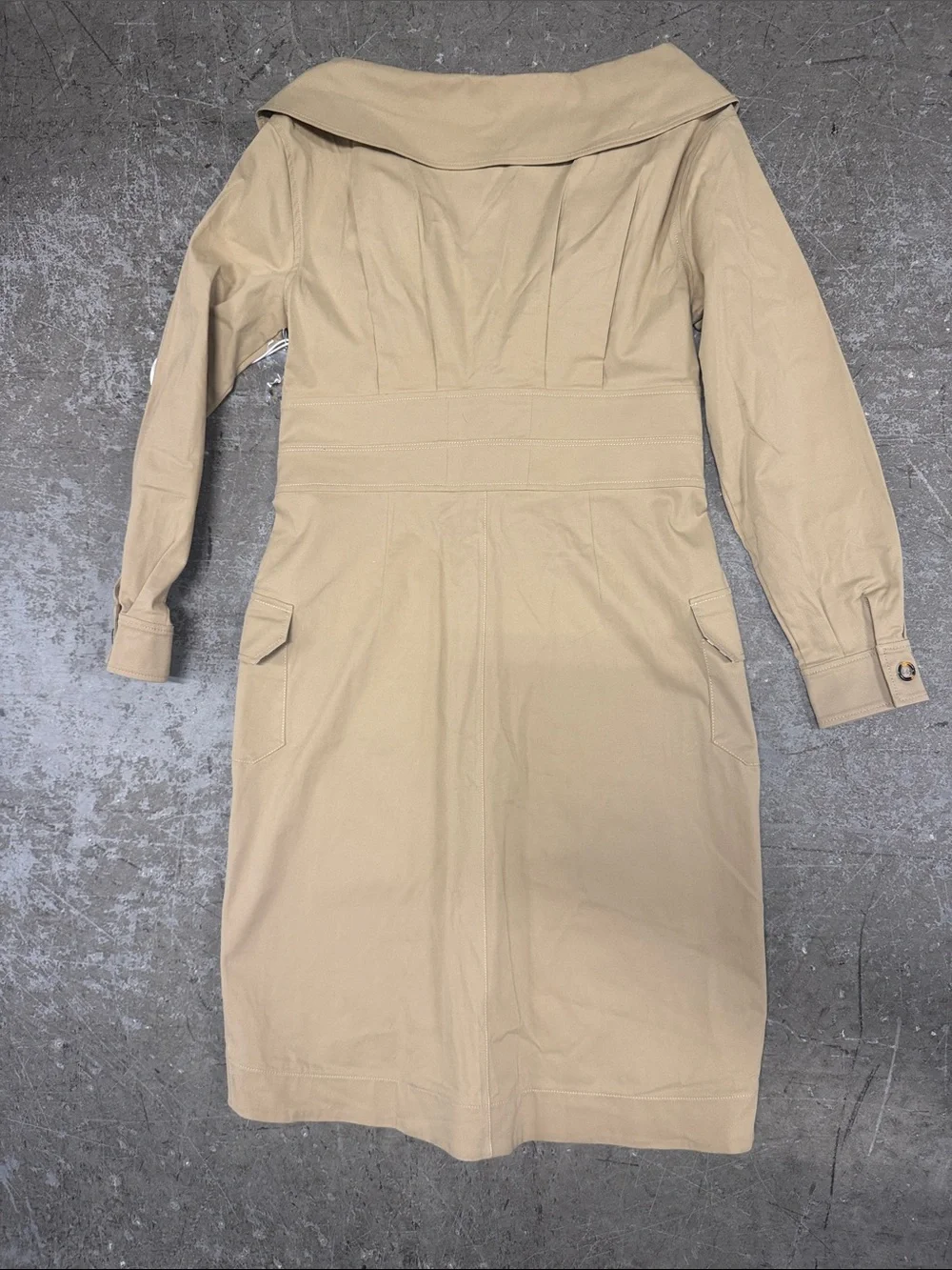 STAUD Beige Long-Sleeve Button-Front Midi Dress - Picture 5 of 5